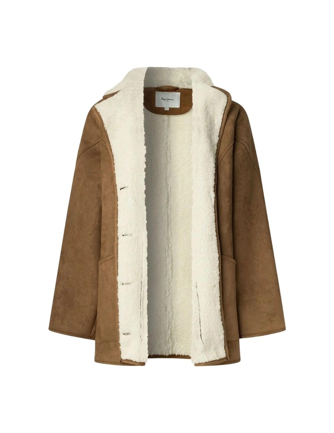 Pepe Jeans Abrigo de borreguito y ante Marrón