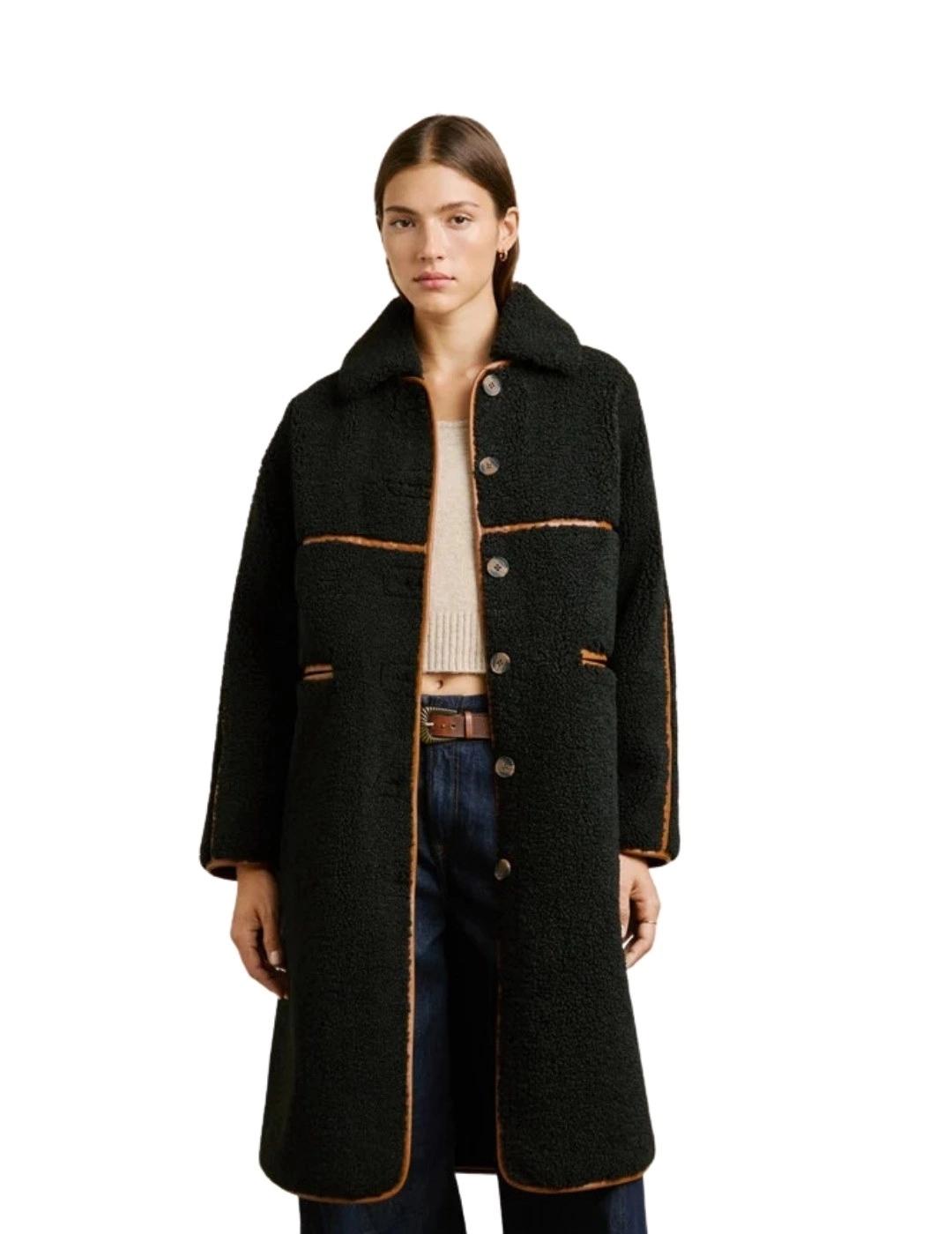 Pepe Jeans Abrigo de borreguito Negro largo