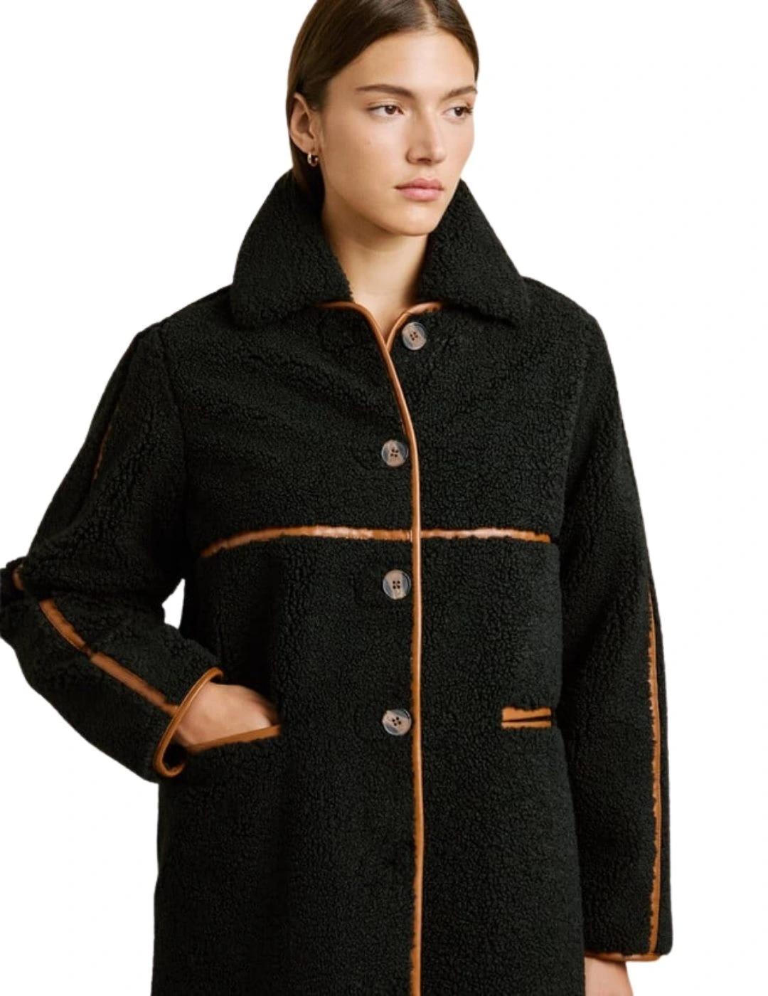 Pepe Jeans Abrigo de borreguito Negro largo