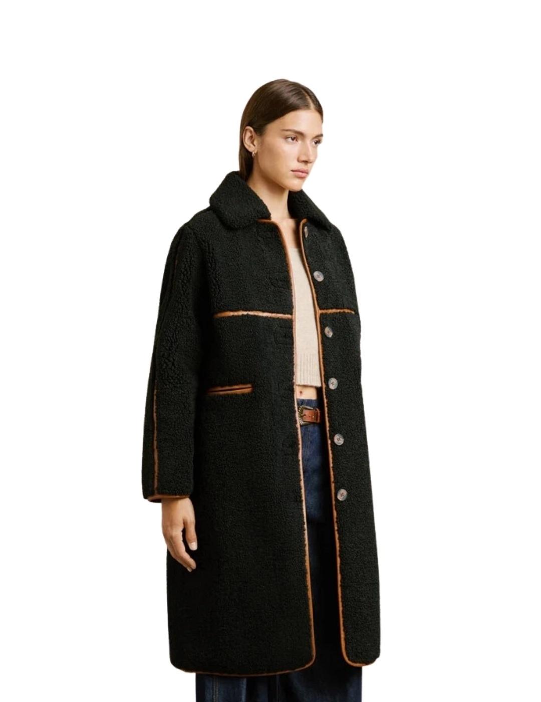 Pepe Jeans Abrigo de borreguito Negro largo