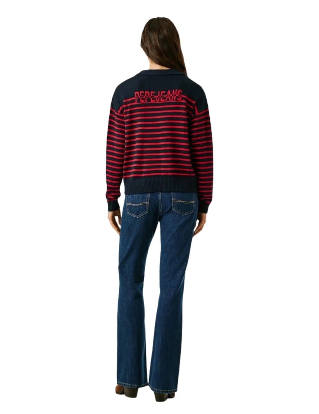 Pepe Jeans Jersey Carlina Azul marino y rojo rayas