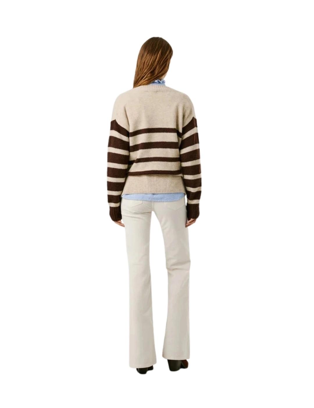 Pepe Jeans Jersey Cecil Rayas beige y negro