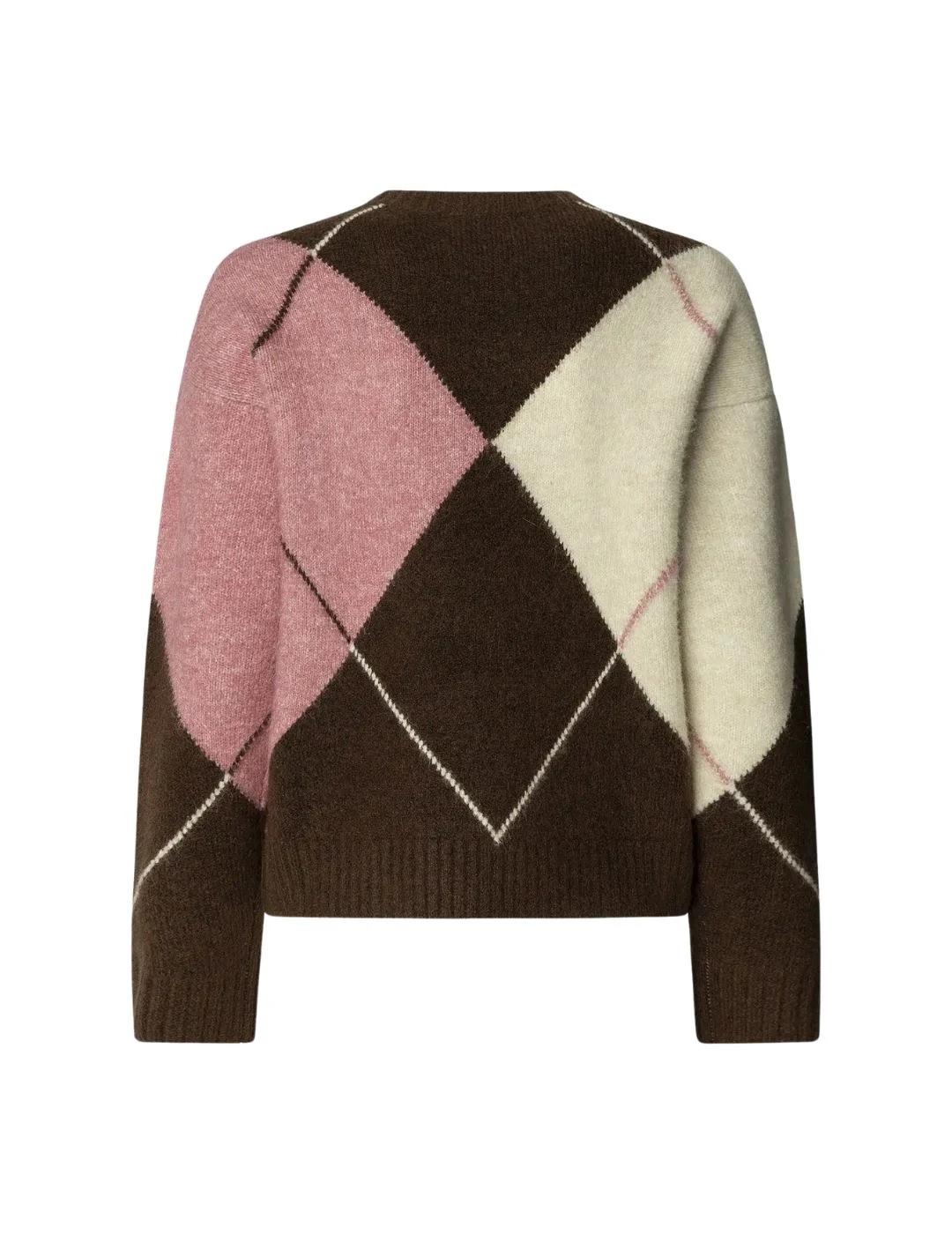 Pepe Jeans Jersey Cecily Marrón, rosa y blanco