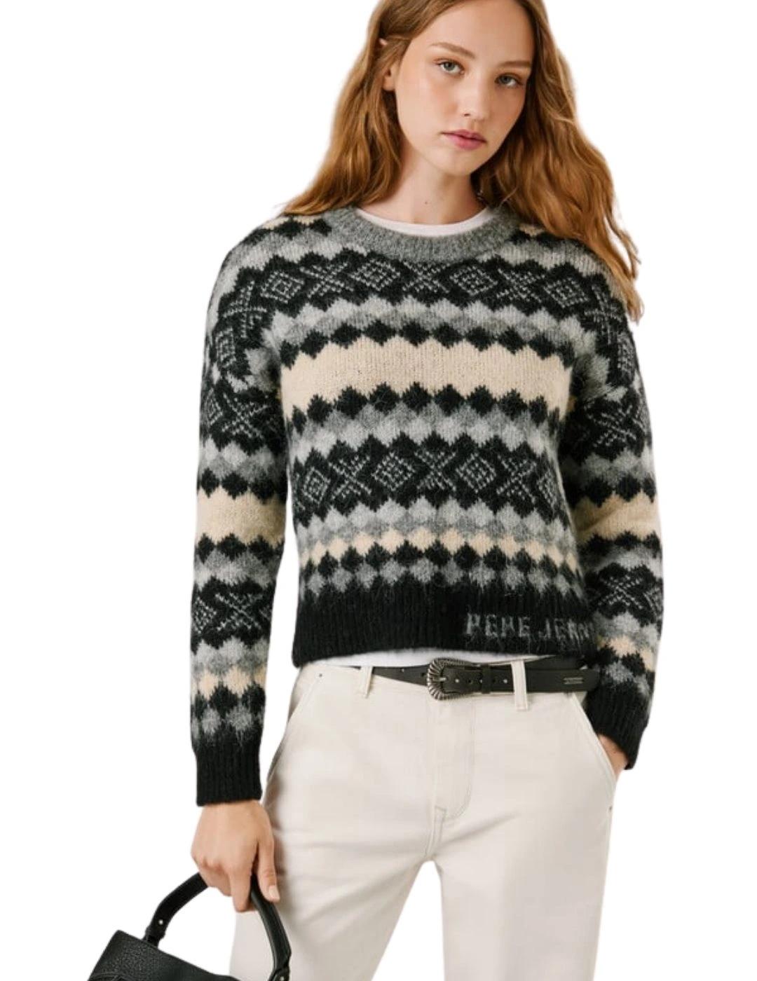 Pepe Jeans Jersey Celestine Gris oscuro estampado