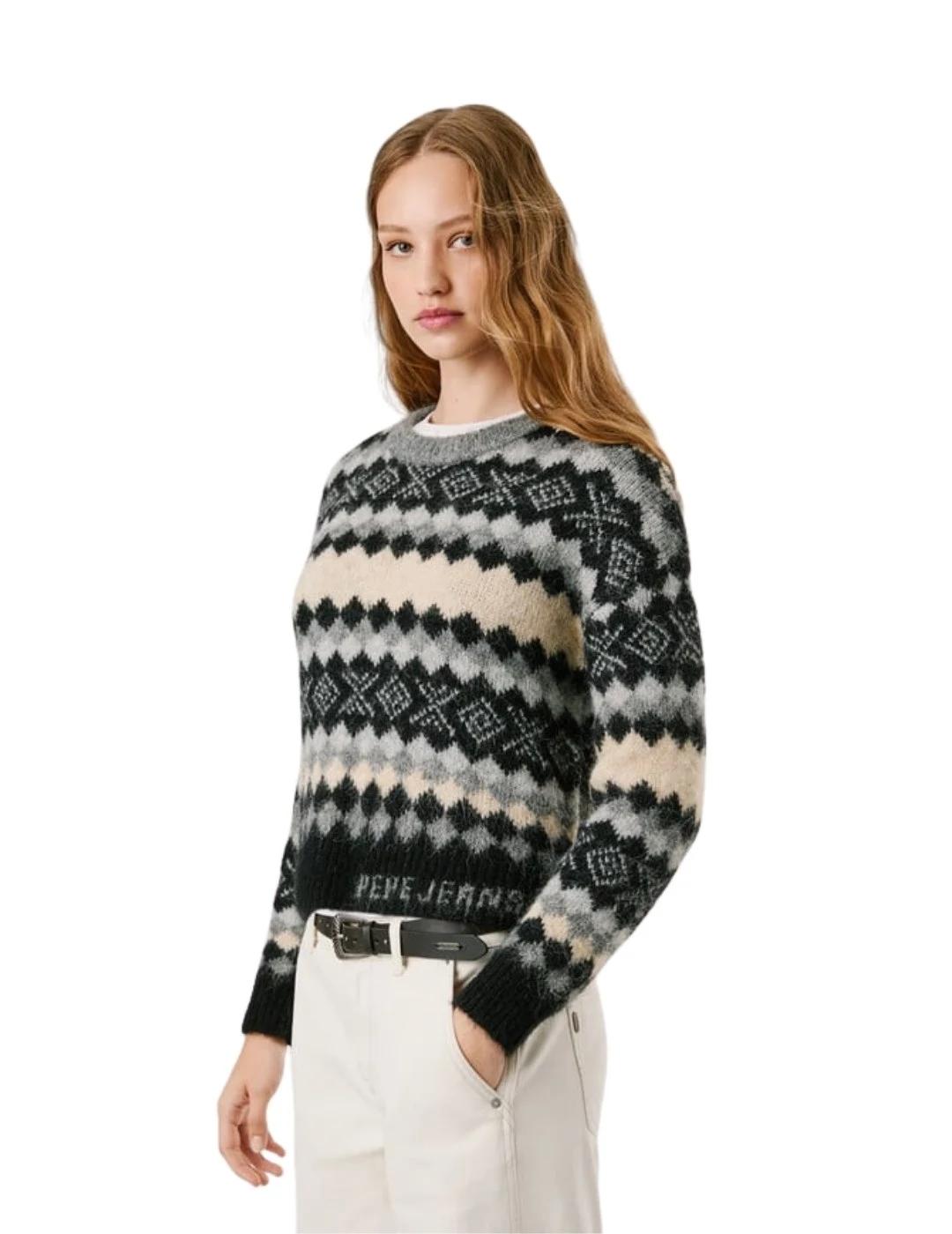 Pepe Jeans Jersey Celestine Gris oscuro estampado