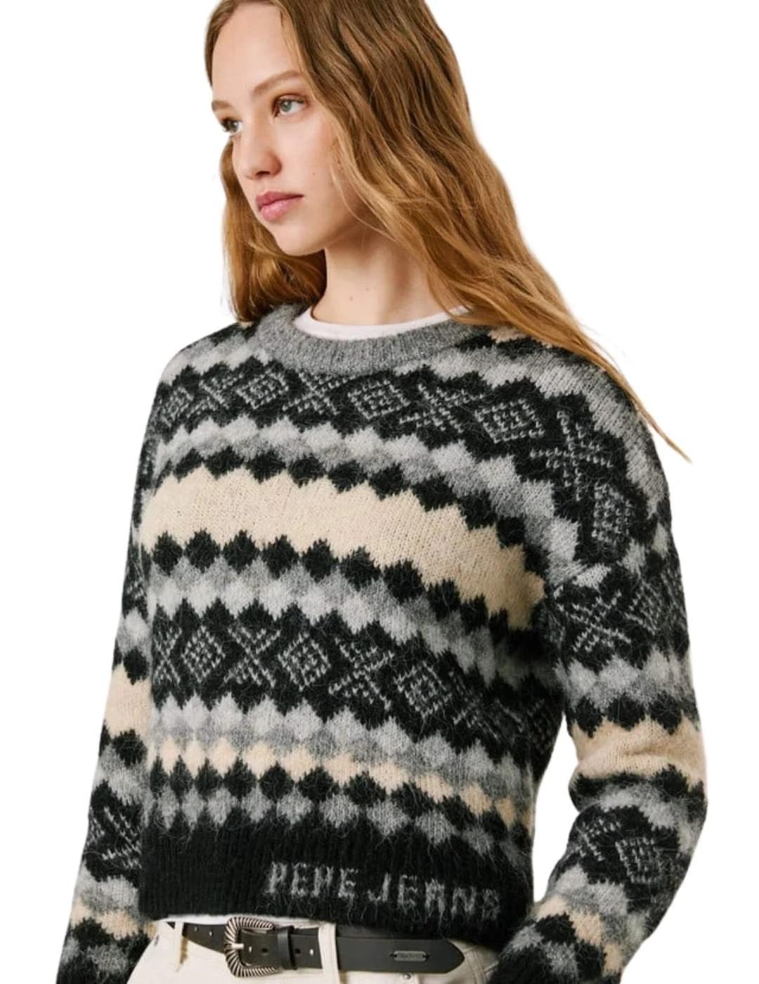 Pepe Jeans Jersey Celestine Gris oscuro estampado