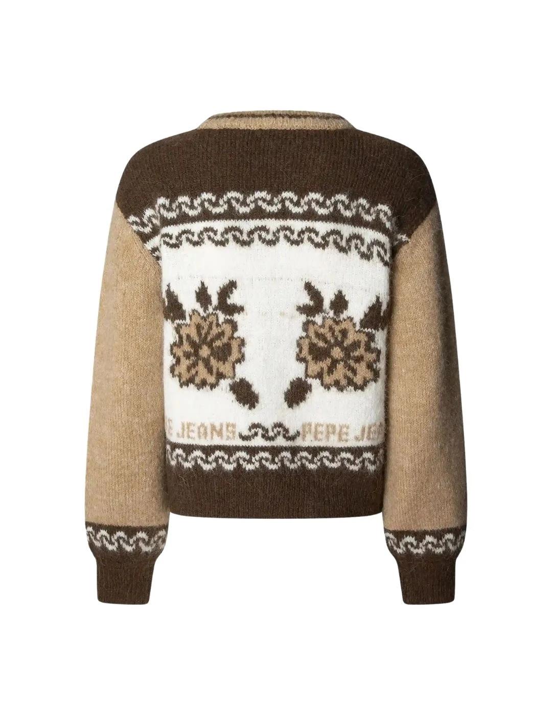 Pepe Jeans Cárdigan Centa Oyster Beige estampado