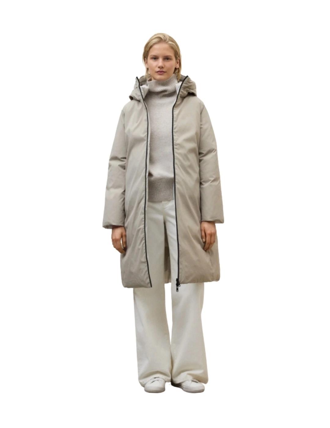 Ecoalf Abrigo Reversible Baru Beige y blanco