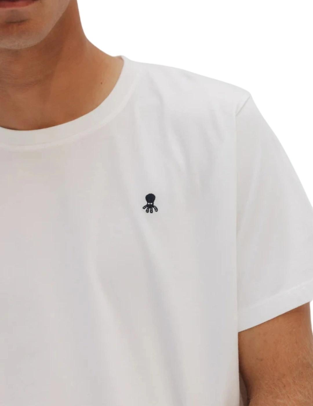El Pulpo Camiseta Bordado Logo Contraste Blanco