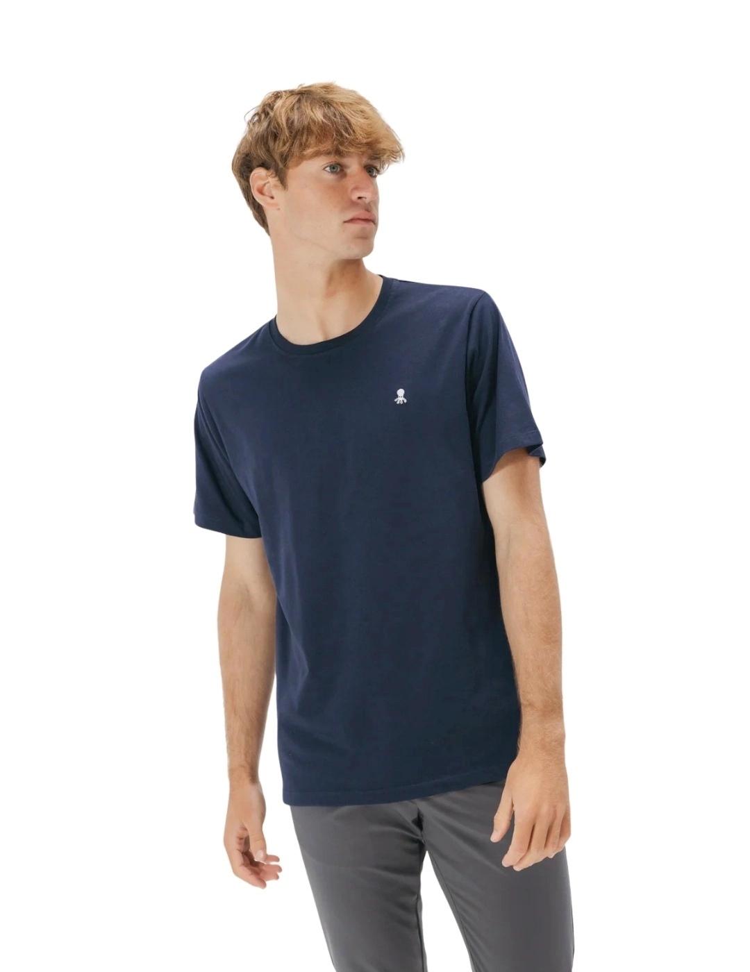 El Pulpo Camiseta Bordado Logo Contraste Marino