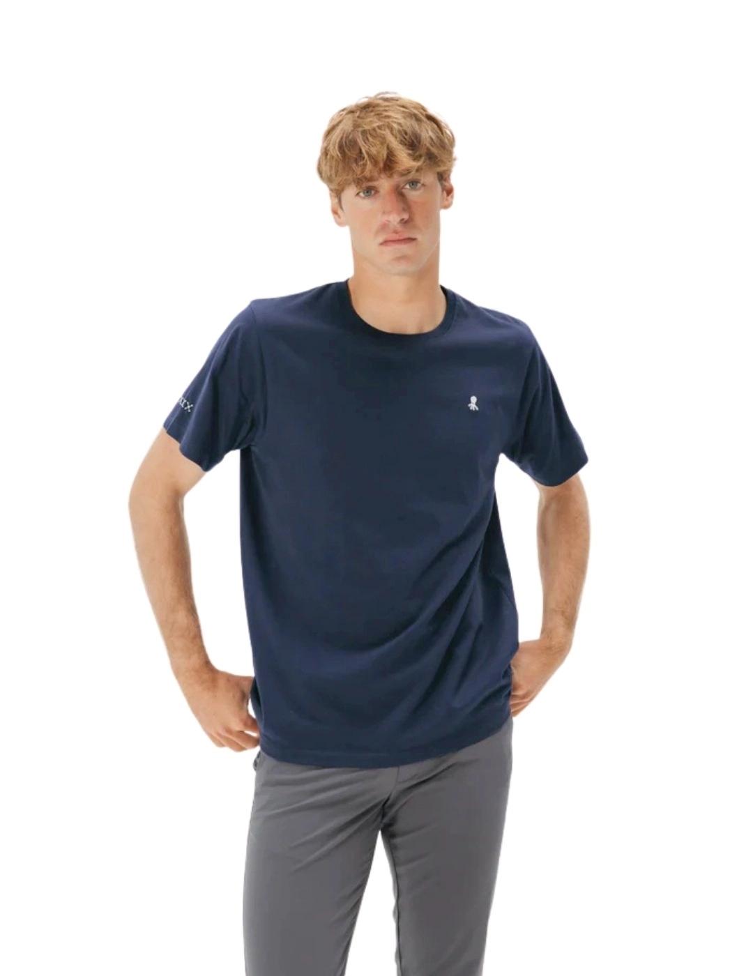 El Pulpo Camiseta Bordado Logo Contraste Marino