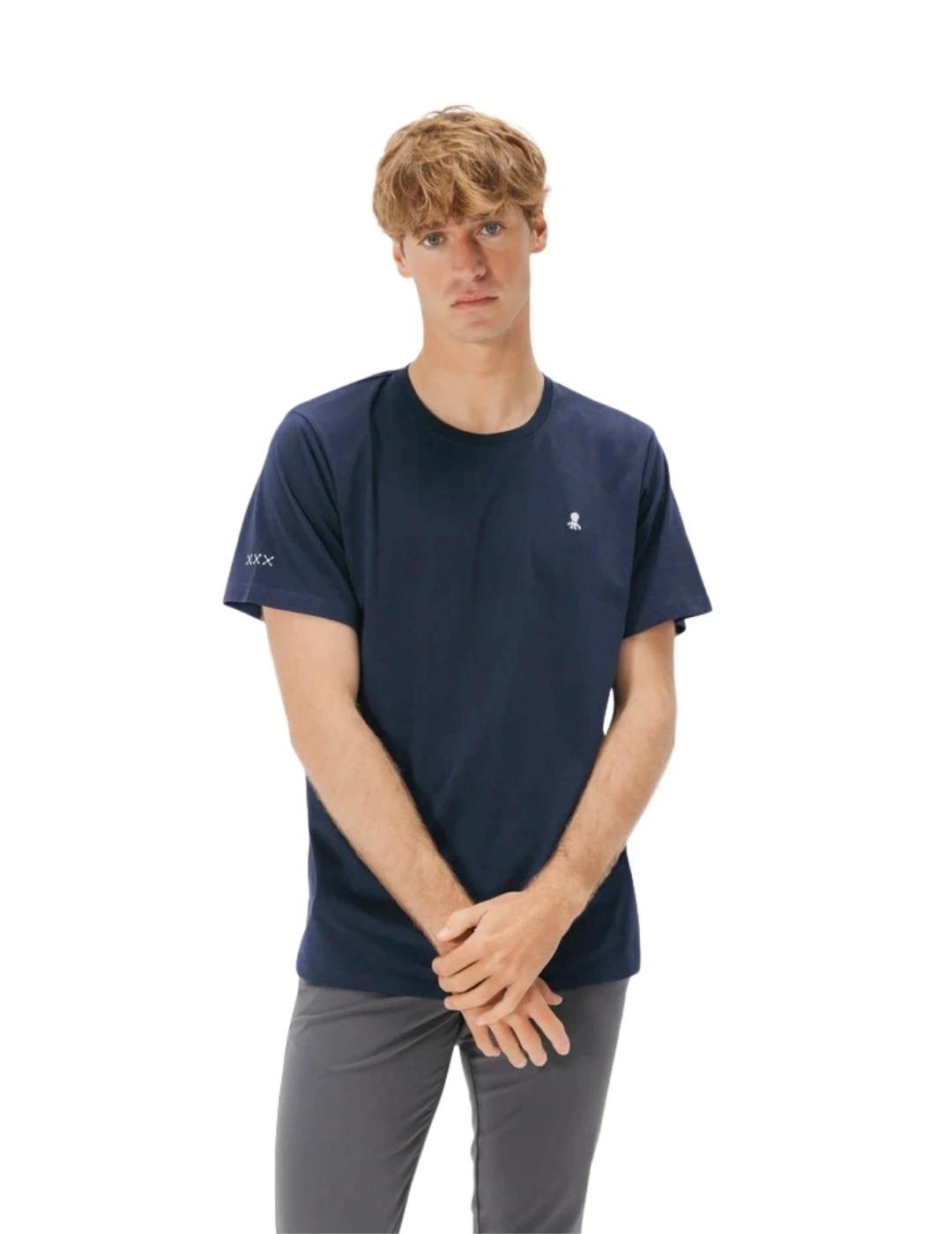 El Pulpo Camiseta Bordado Logo Contraste Marino