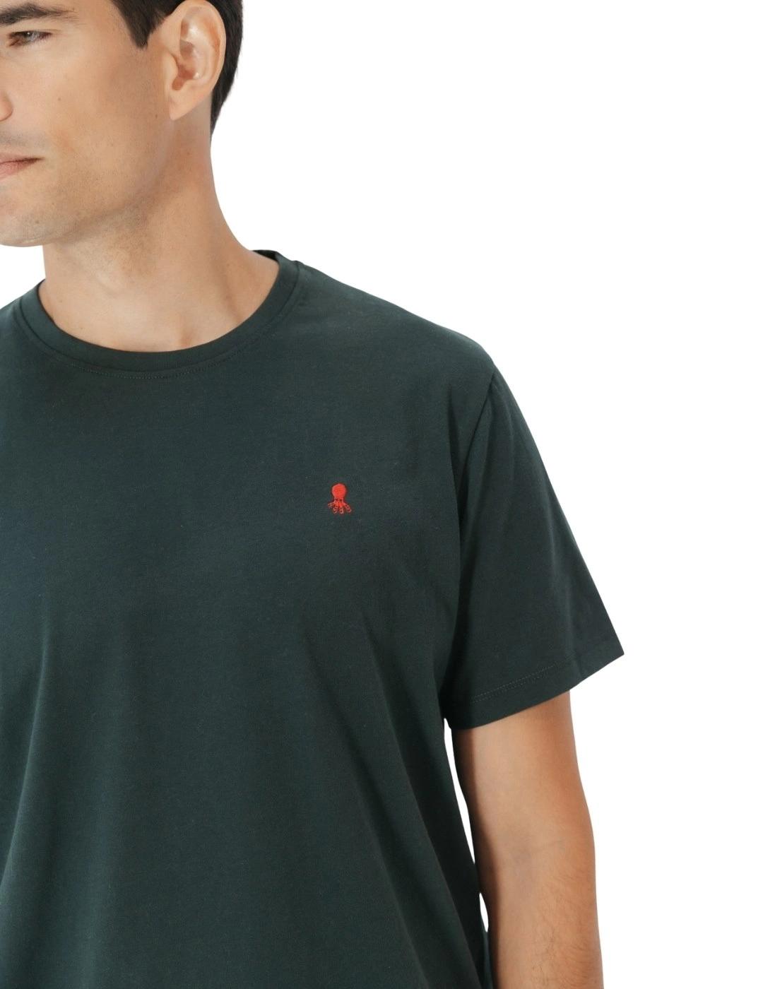 El Pulpo Camiseta Bordado Logo Contraste Verde