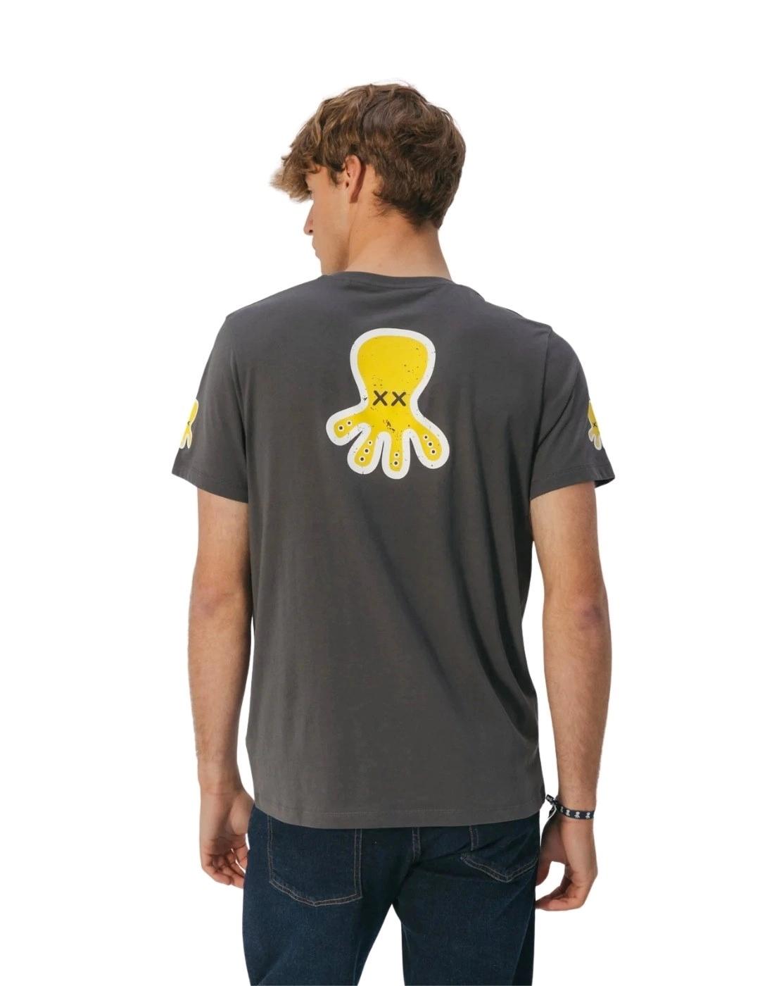 El Pulpo Camiseta Estampado Triple Logo Gris
