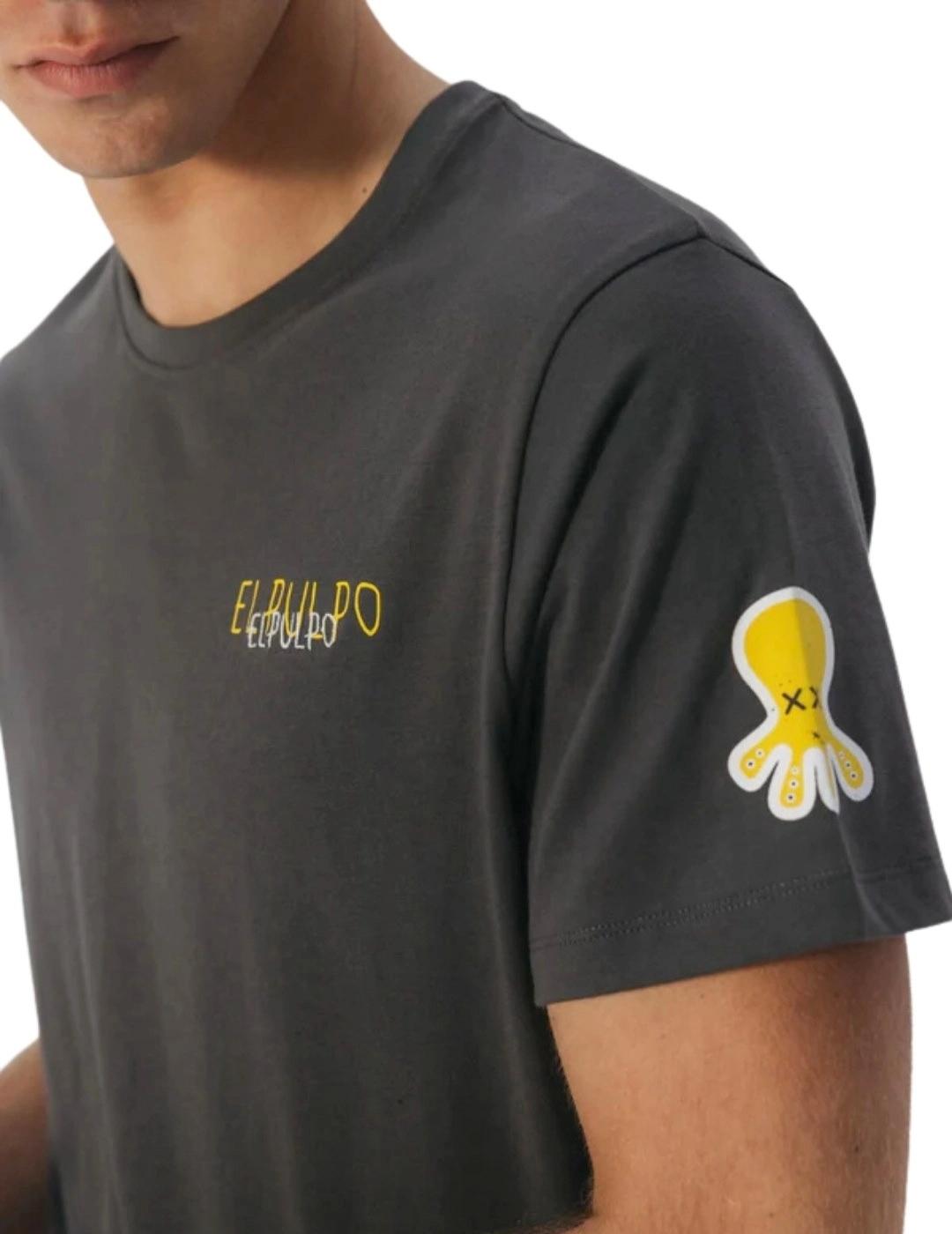 El Pulpo Camiseta Estampado Triple Logo Gris