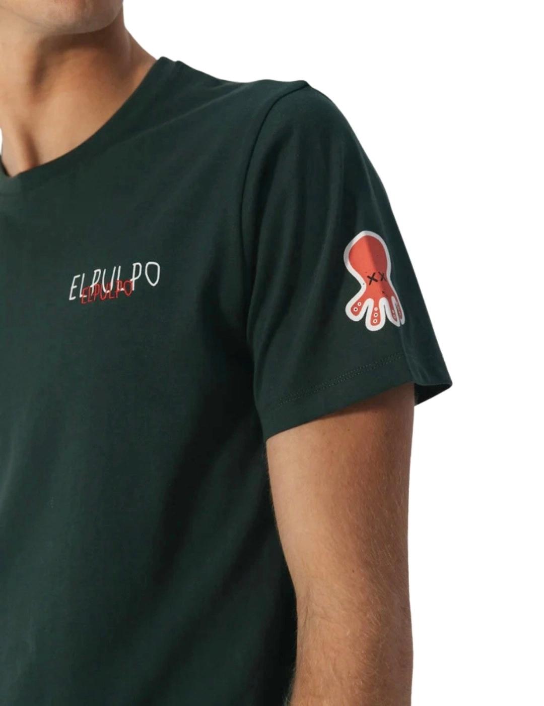 El Pulpo Camiseta Estampado Triple Logo Verde