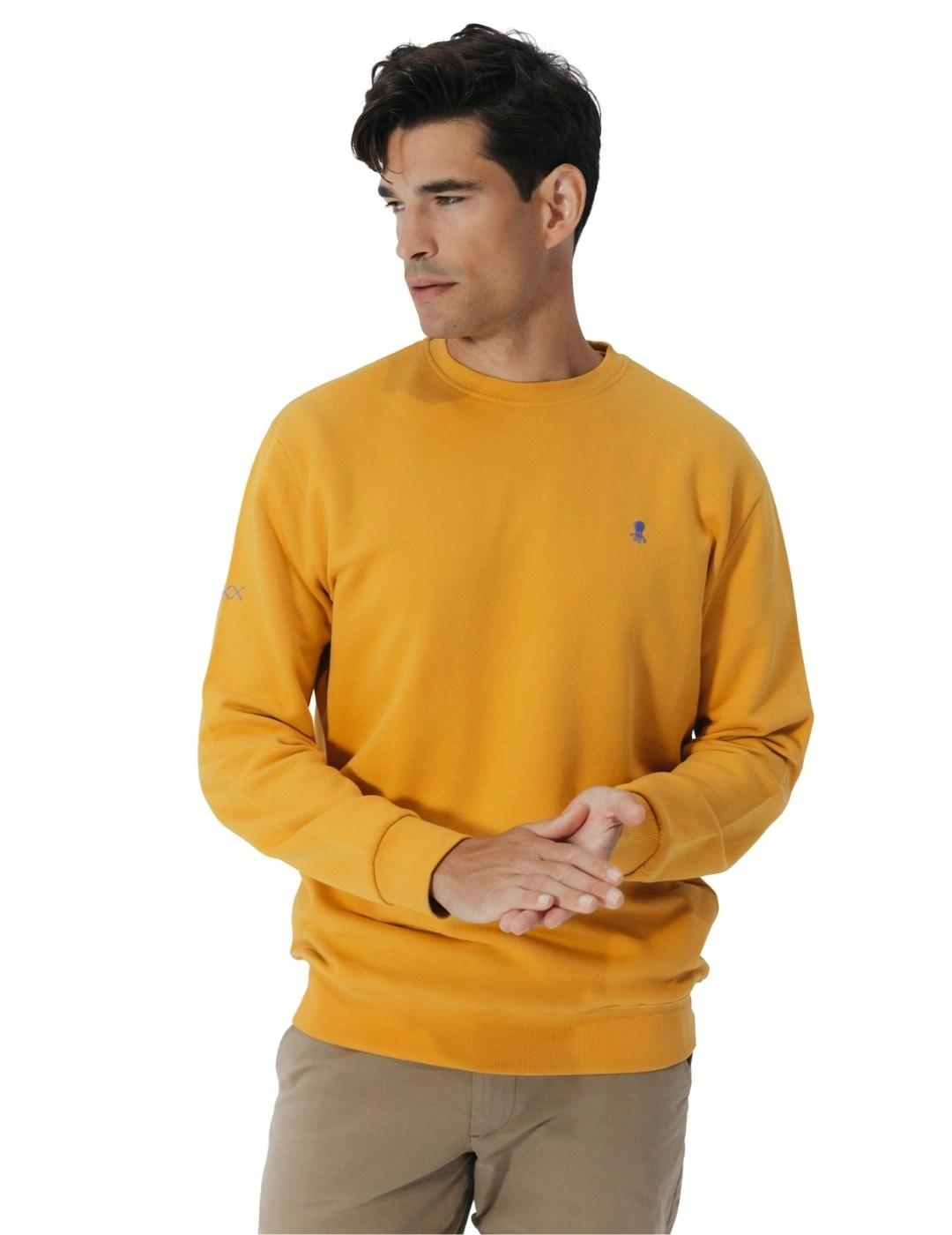 El Pulpo Sudadera Bordado Contraste Mostaza