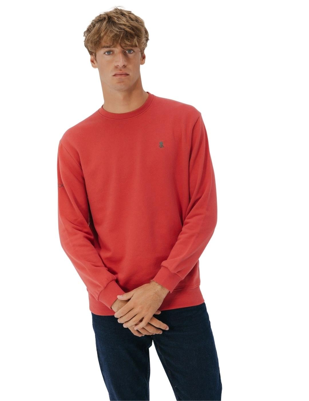 El Pulpo Sudadera Bordado Contraste Rojo Delavé