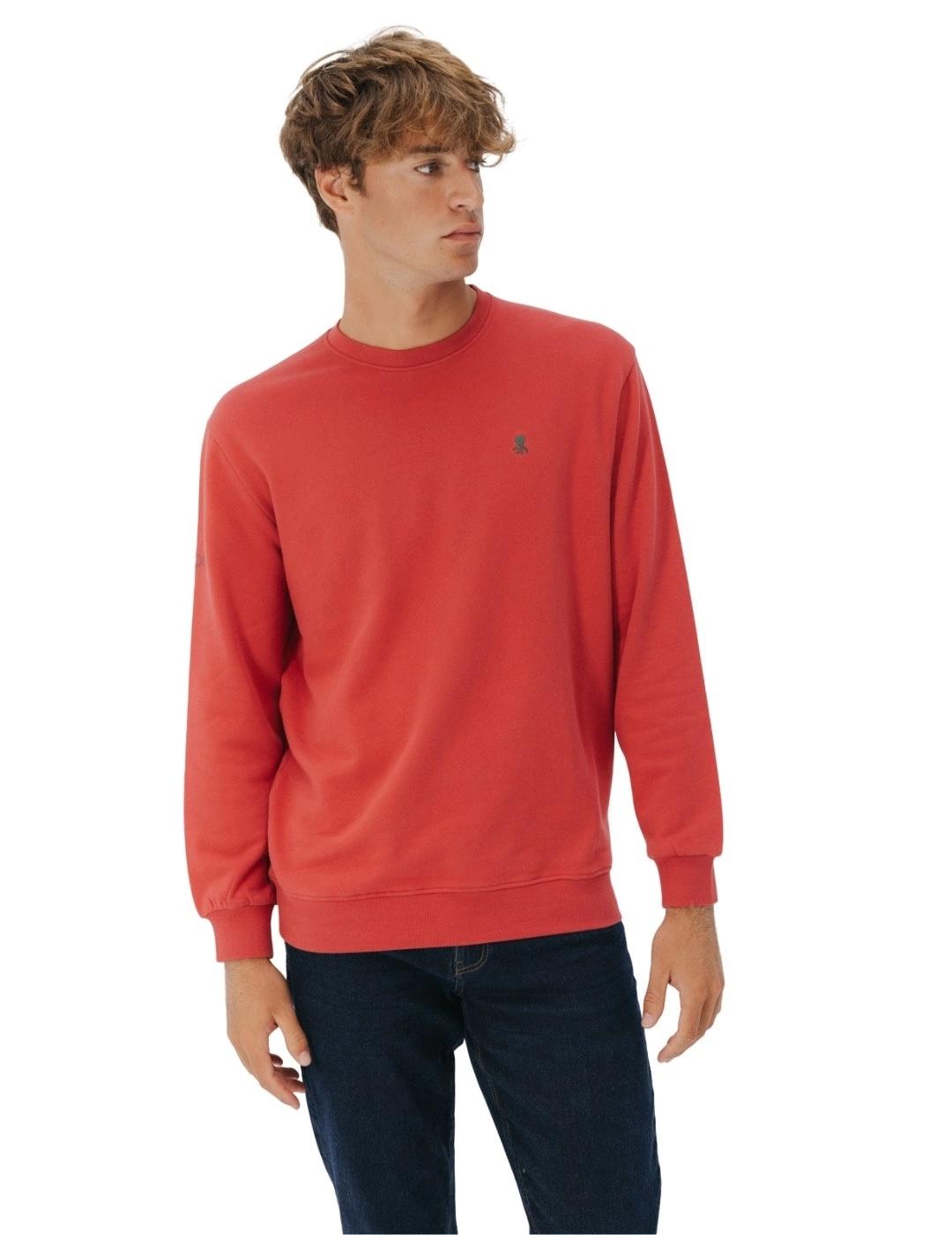 El Pulpo Sudadera Bordado Contraste Rojo Delavé