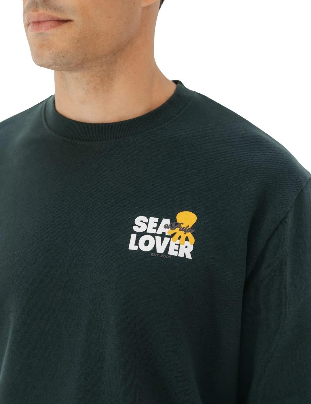 El Pulpo Sudadera Sealover Logo Verde Botella