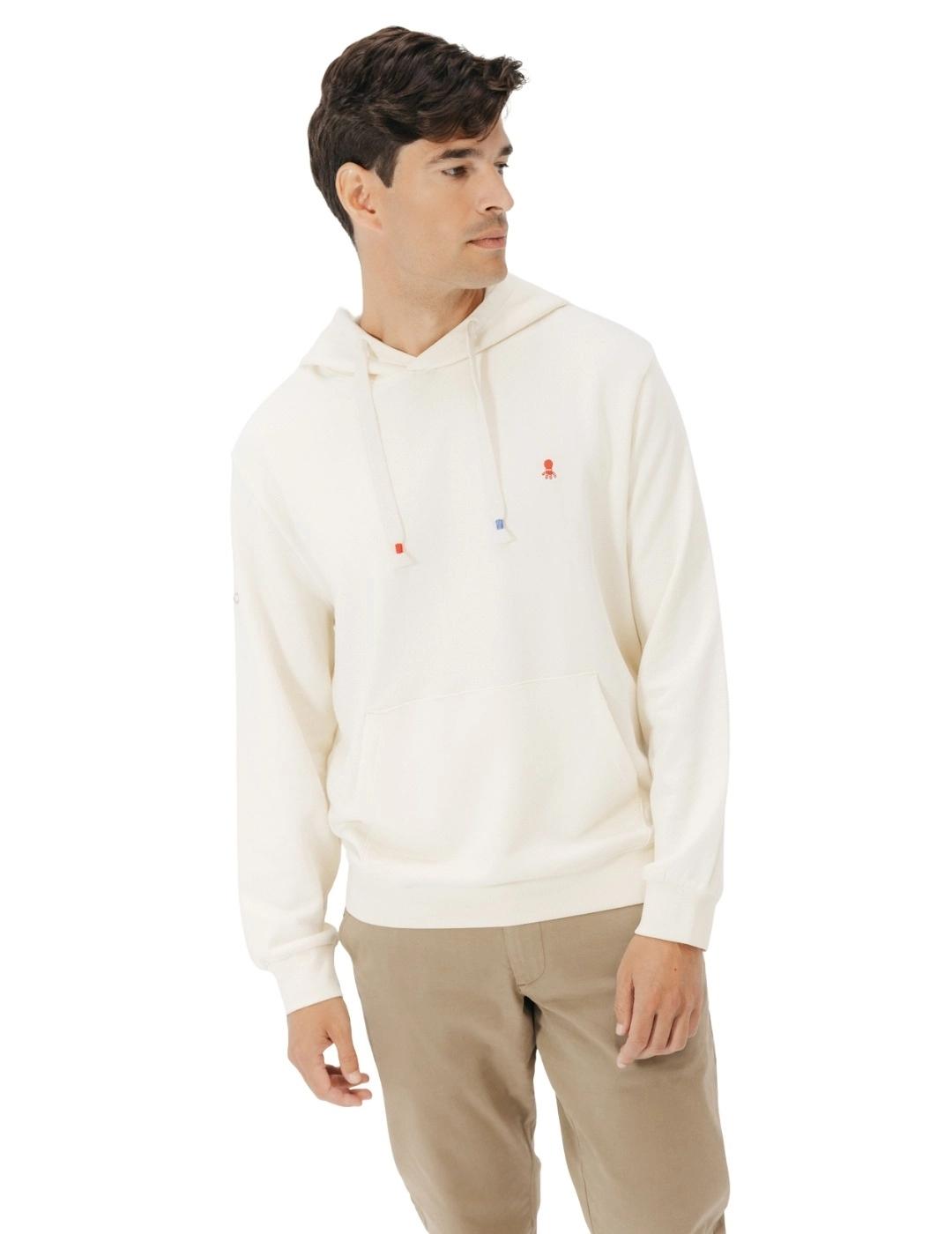 El Pulpo Sudadera Capucha Logo Bordado Blanco Roto