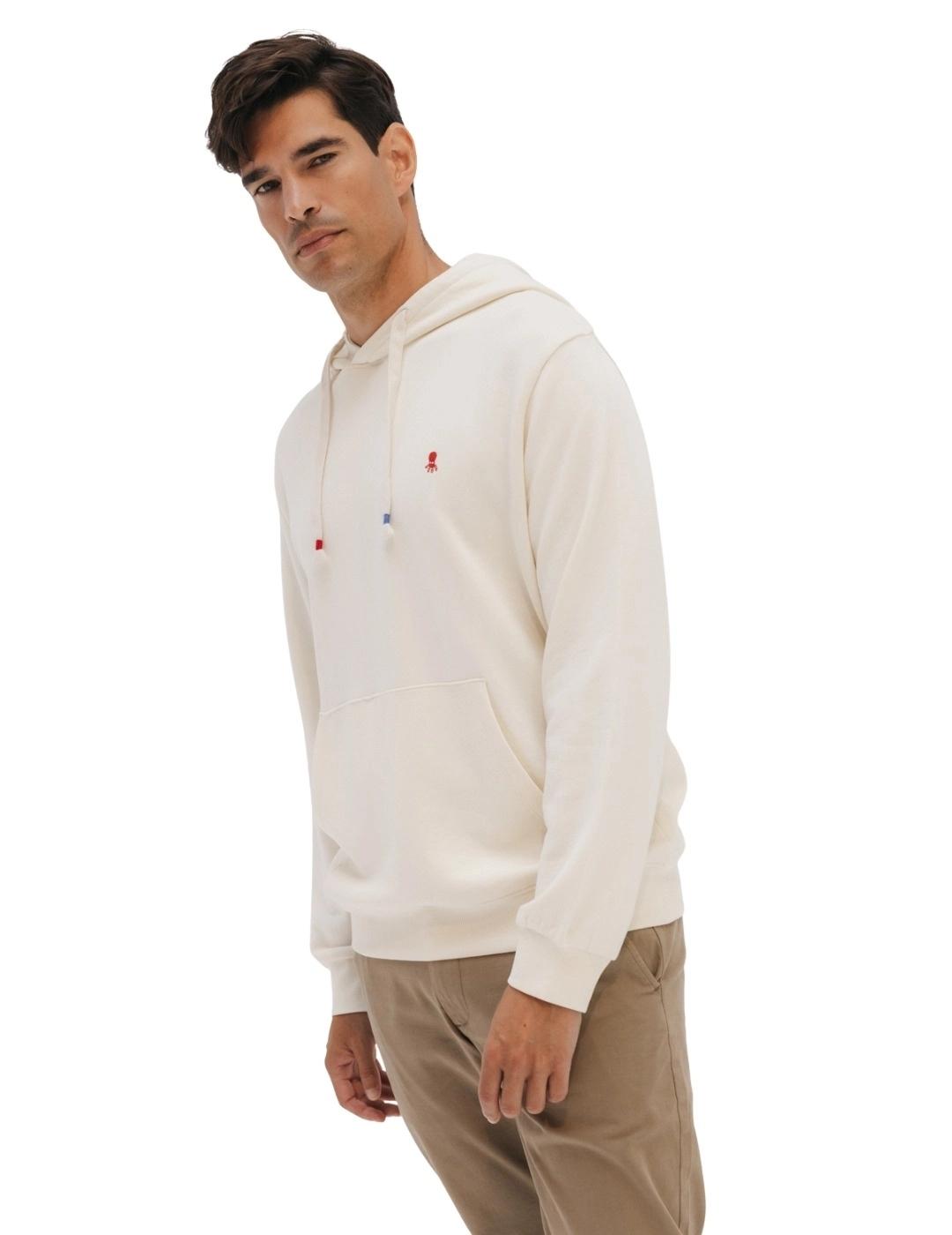 El Pulpo Sudadera Capucha Logo Bordado Blanco Roto