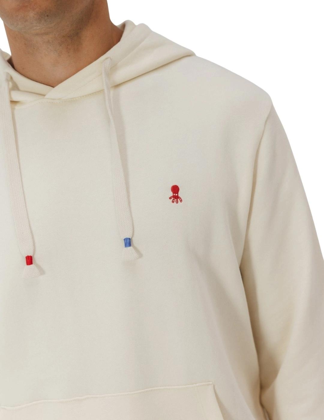 El Pulpo Sudadera Capucha Logo Bordado Blanco Roto
