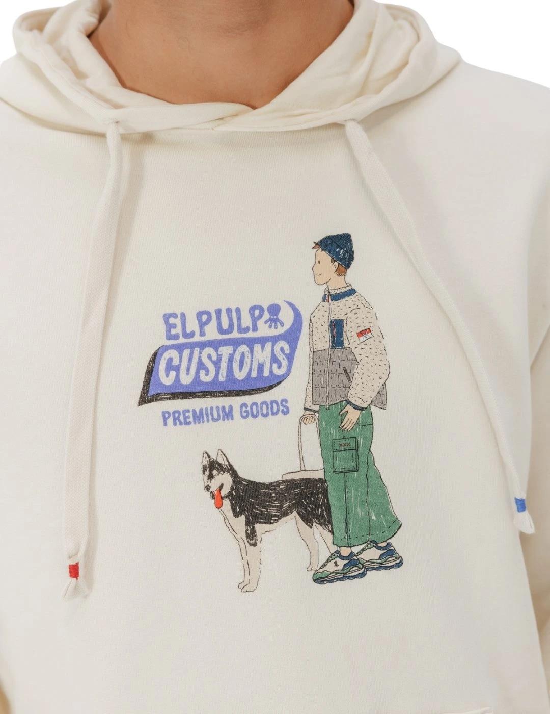 El Pulpo Sudadera Capucha Customs Blanco Roto