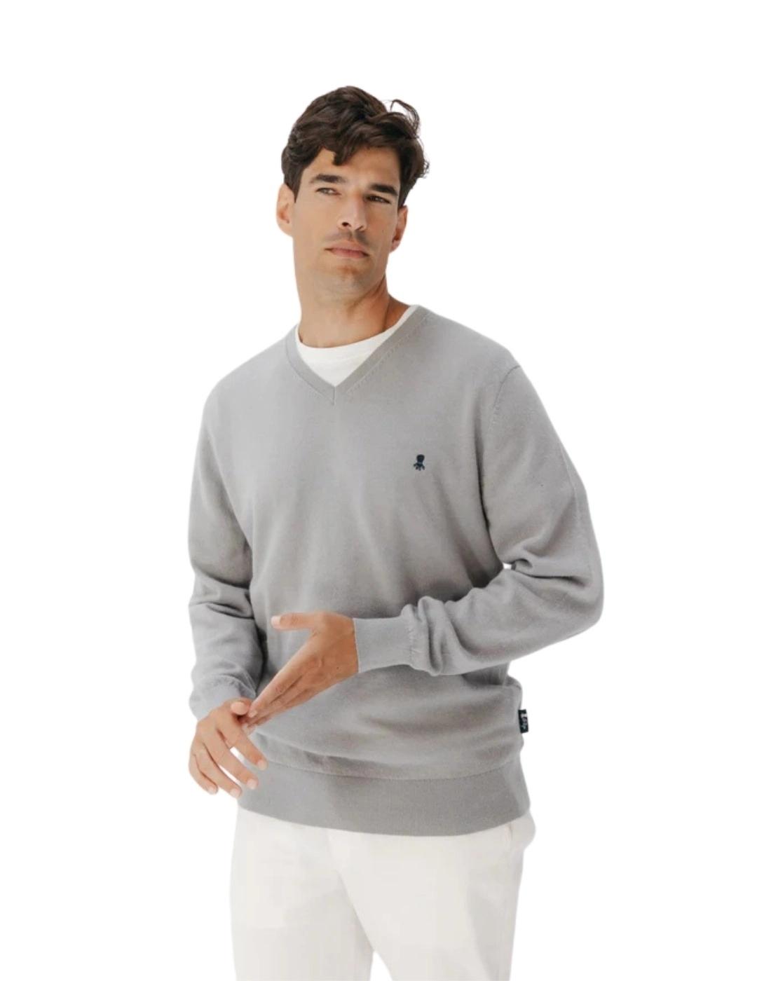 El Pulpo Jersey Básico Cuello Pico Gris Vigoré