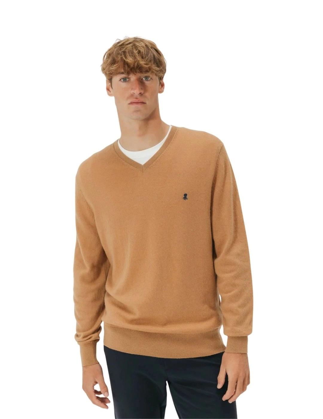 El Pulpo Jersey Básico Cuello Pico Camel