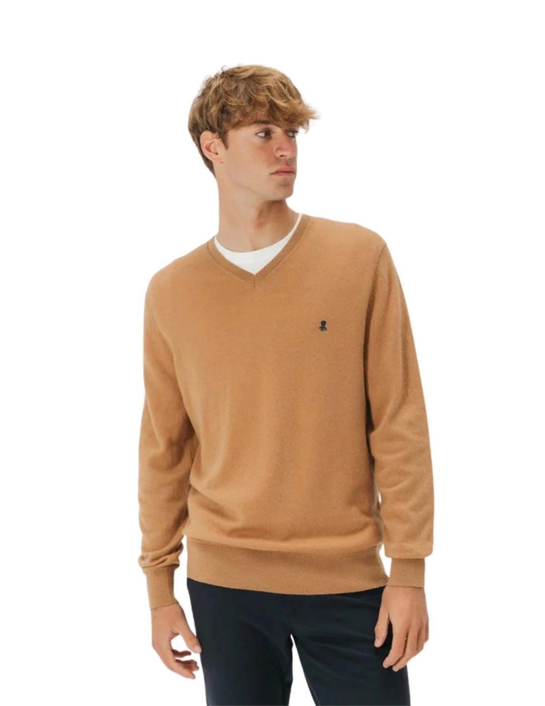 El Pulpo Jersey Básico Cuello Pico Camel