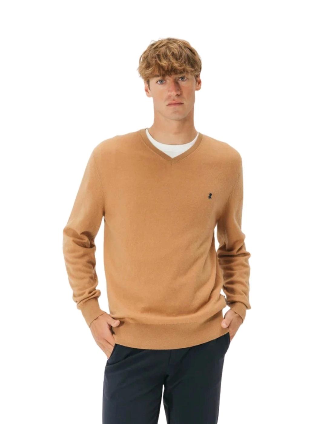 El Pulpo Jersey Básico Cuello Pico Camel