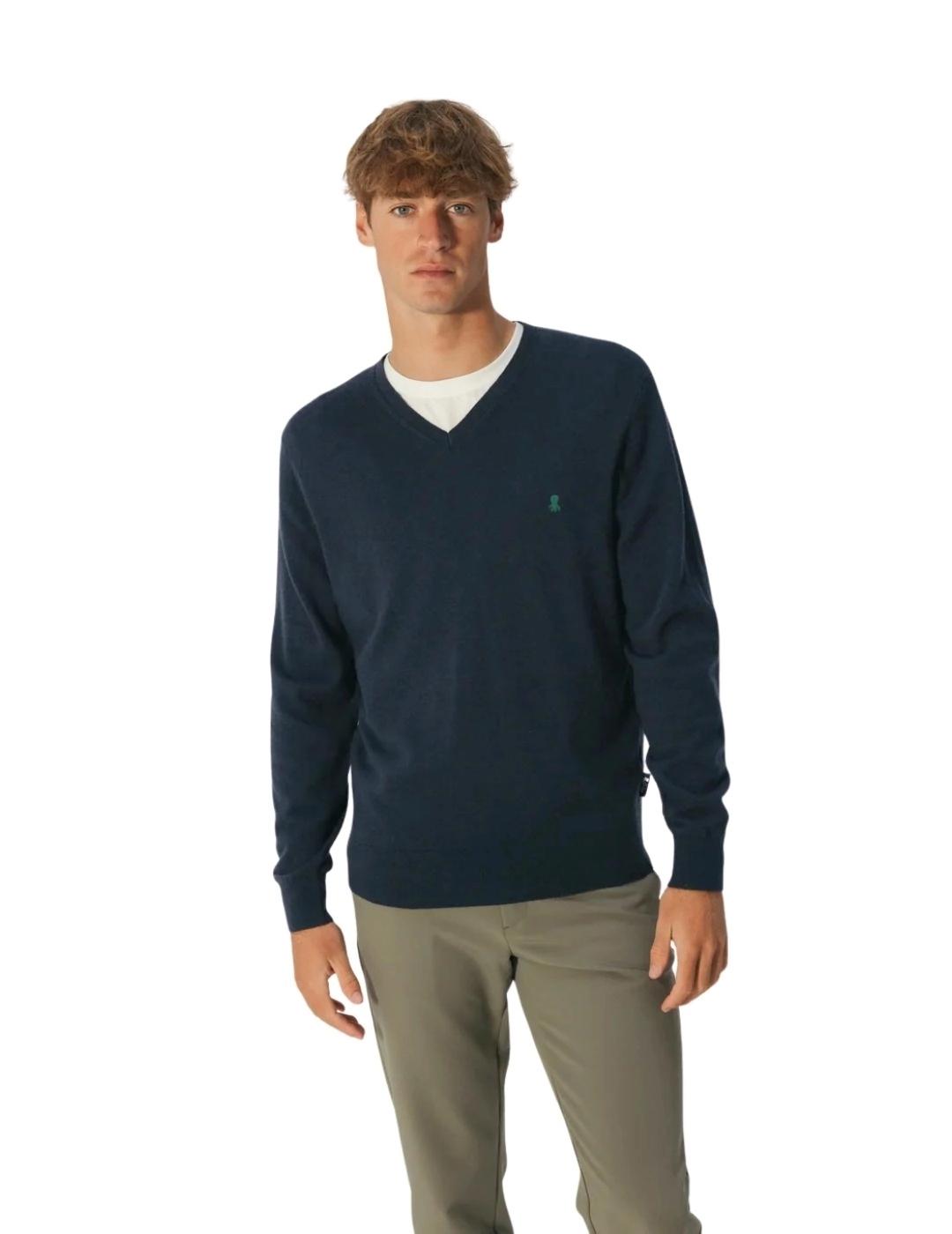 El Pulpo Jersey Básico Cuello Pico Azul Marino