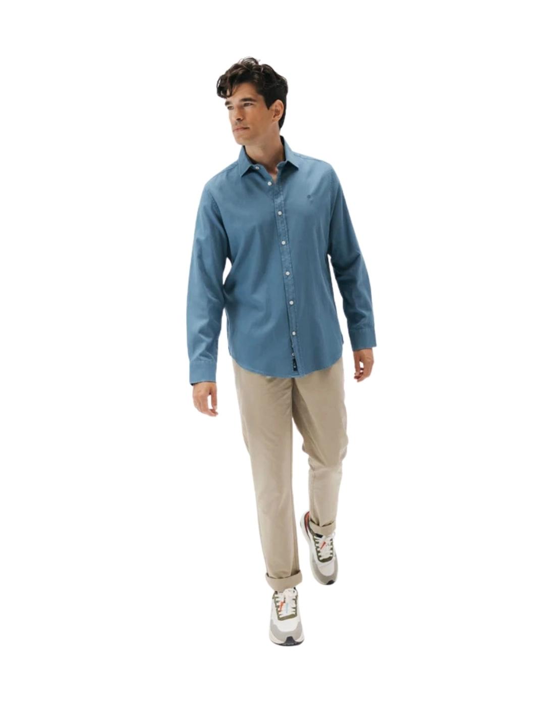 El Pulpo Camisa Casual Estructura Garment Dyed Azul