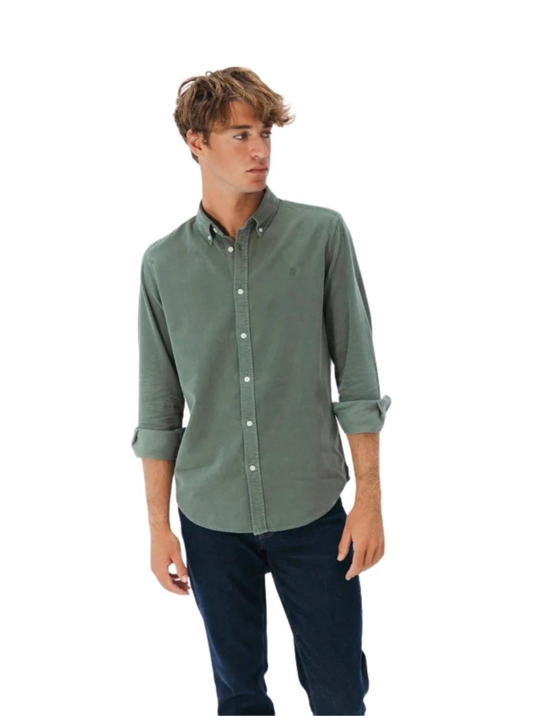 El Pulpo Camisa Casual Corduroy Tintada Verde Kaki