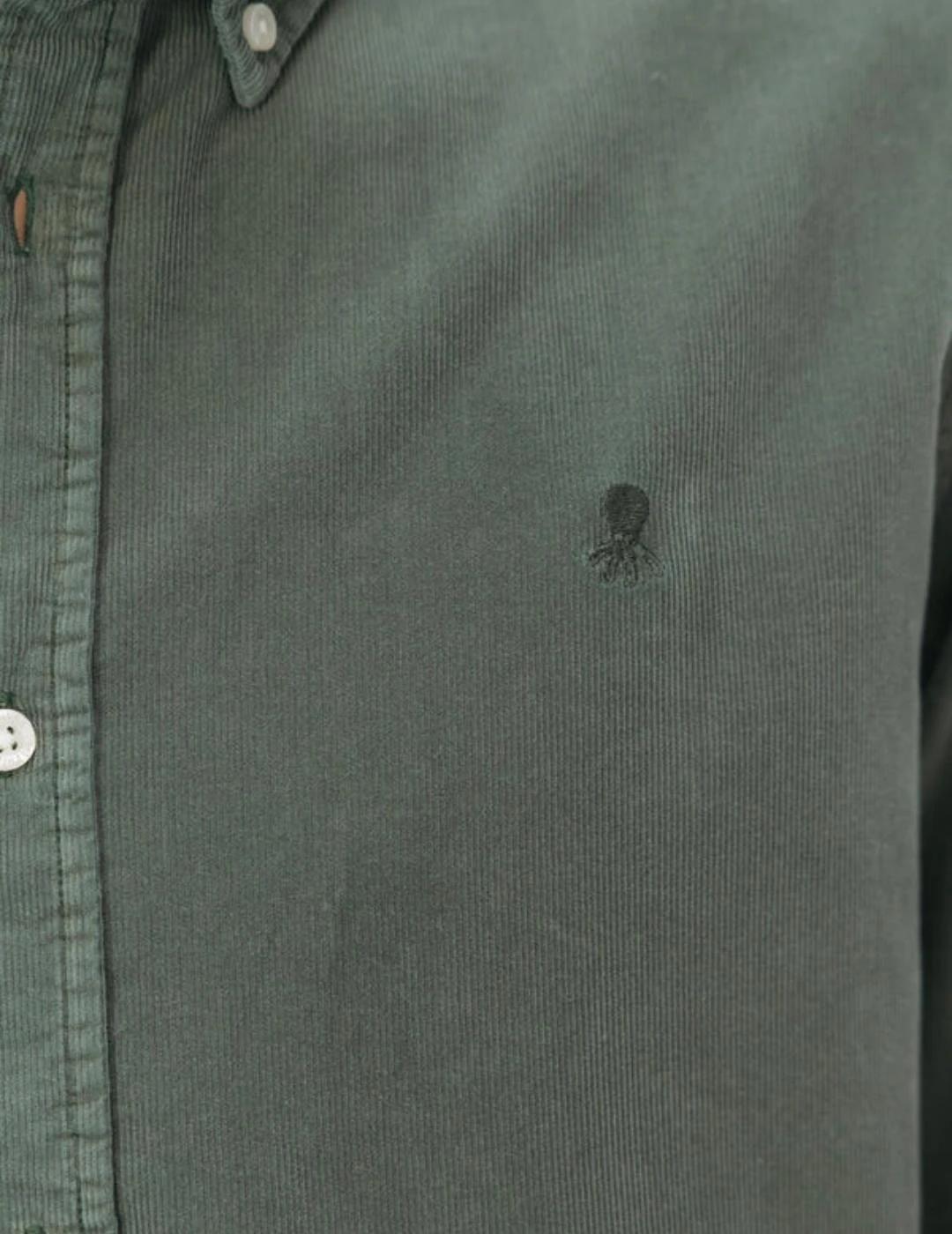 El Pulpo Camisa Casual Corduroy Tintada Verde Kaki
