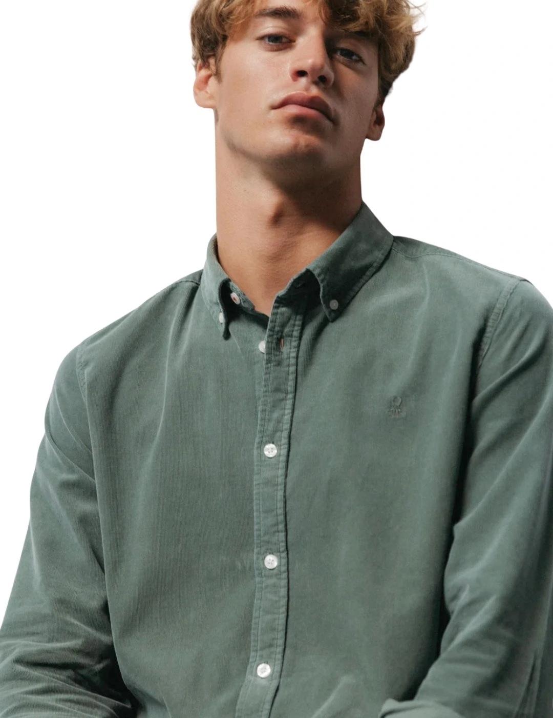 El Pulpo Camisa Casual Corduroy Tintada Verde Kaki