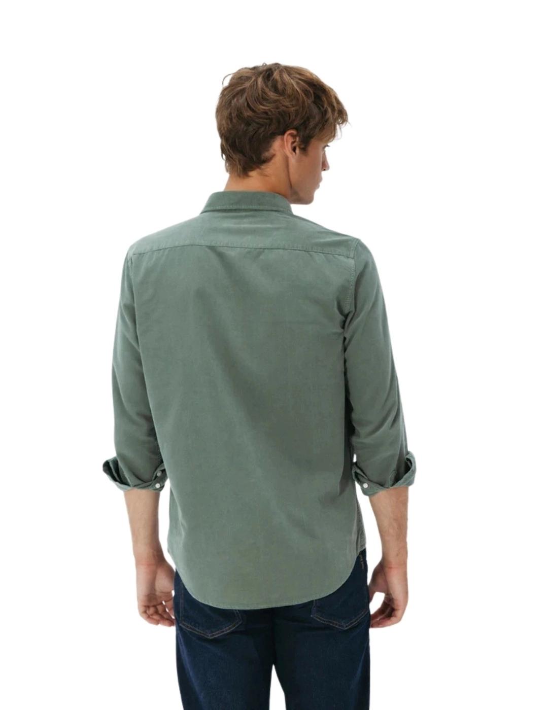 El Pulpo Camisa Casual Corduroy Tintada Verde Kaki