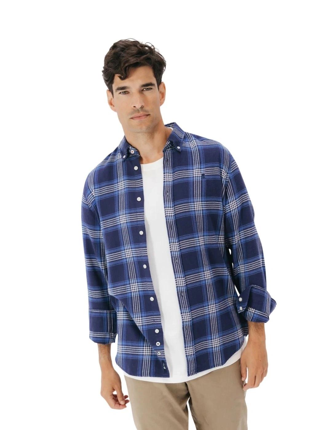 El Pulpo Camisa Casual Sarga Escocés Azul