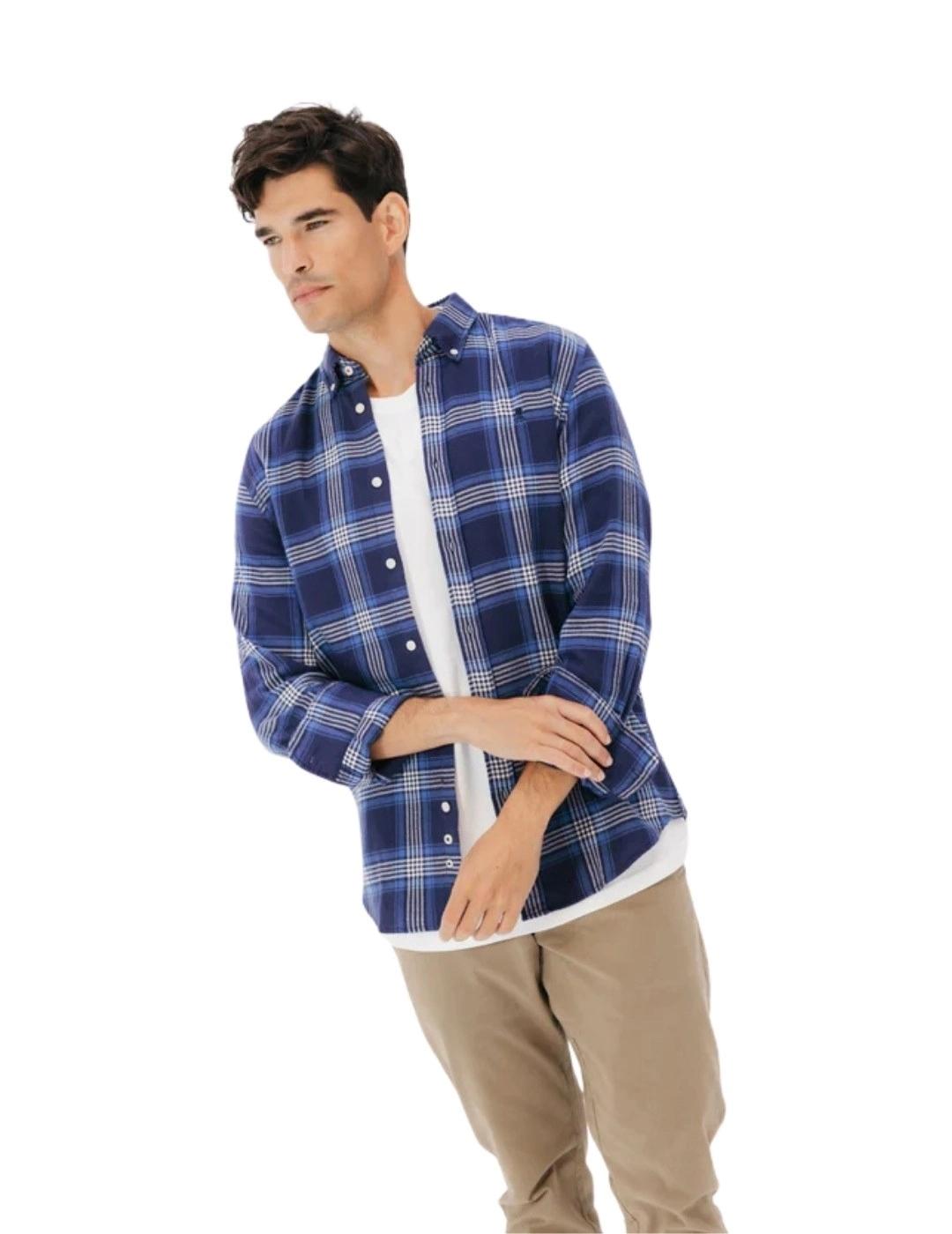 El Pulpo Camisa Casual Sarga Escocés Azul