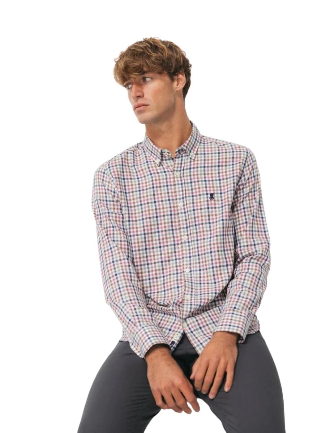 El Pulpo Camisa Casual Sarga Cuadros Rosa
