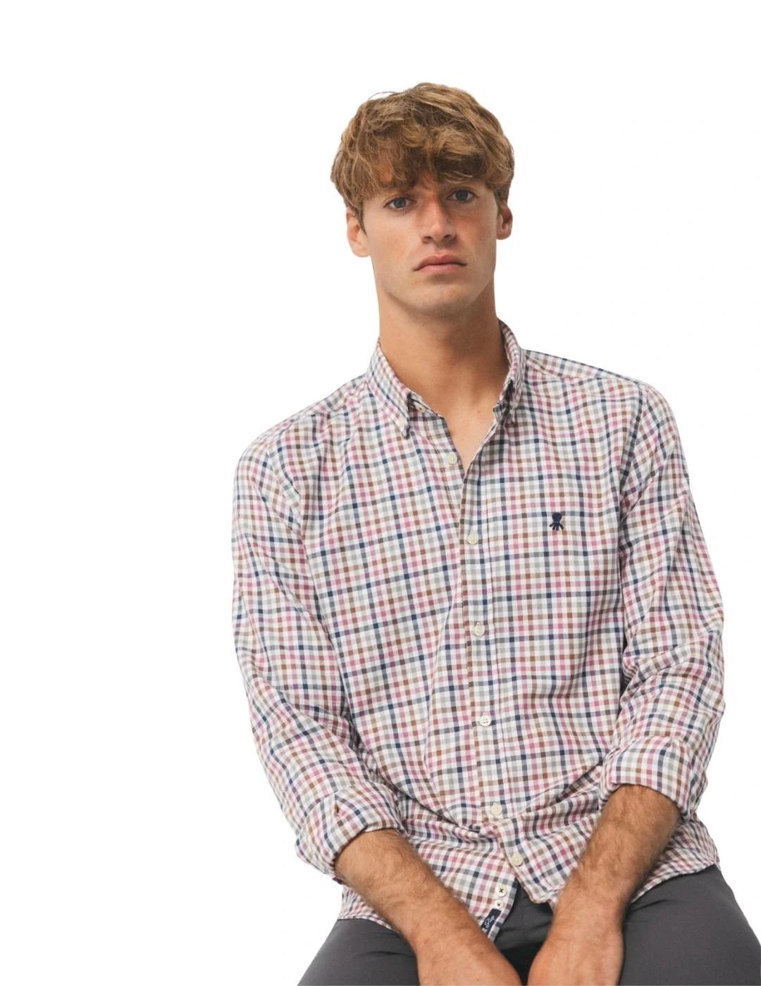 El Pulpo Camisa Casual Sarga Cuadros Rosa