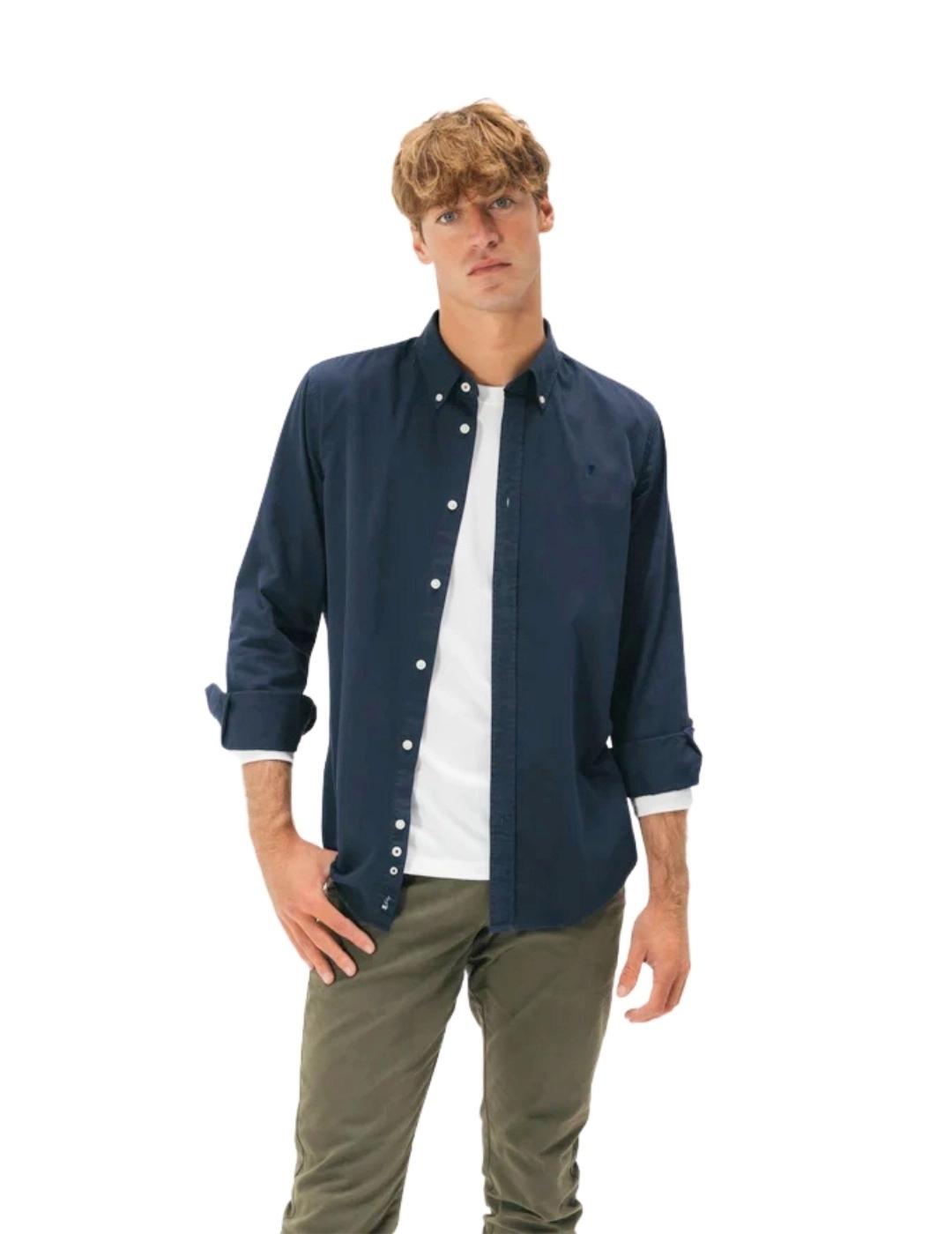 El Pulpo Camisa Casual Sarga Tintada Azul Marino