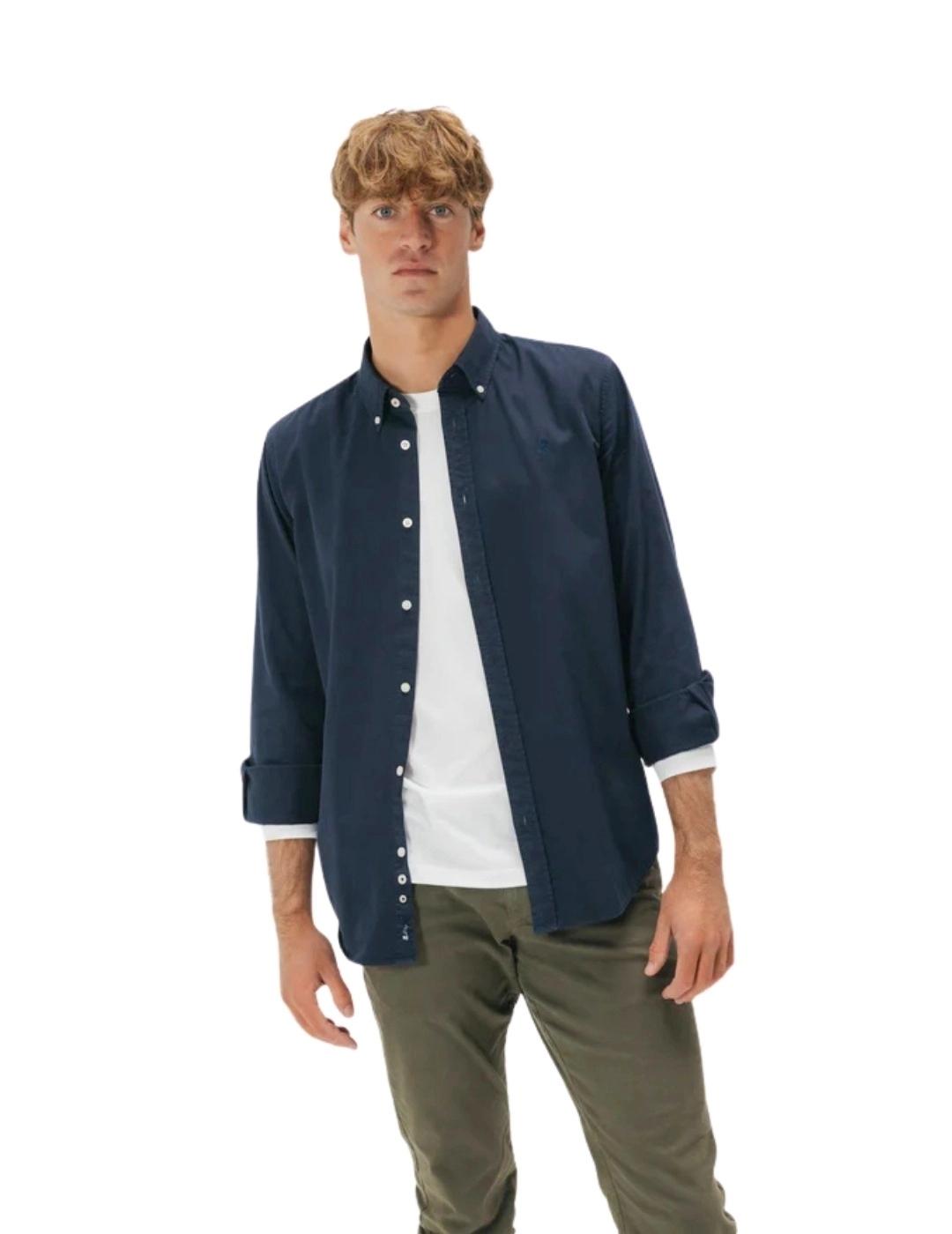 El Pulpo Camisa Casual Sarga Tintada Azul Marino