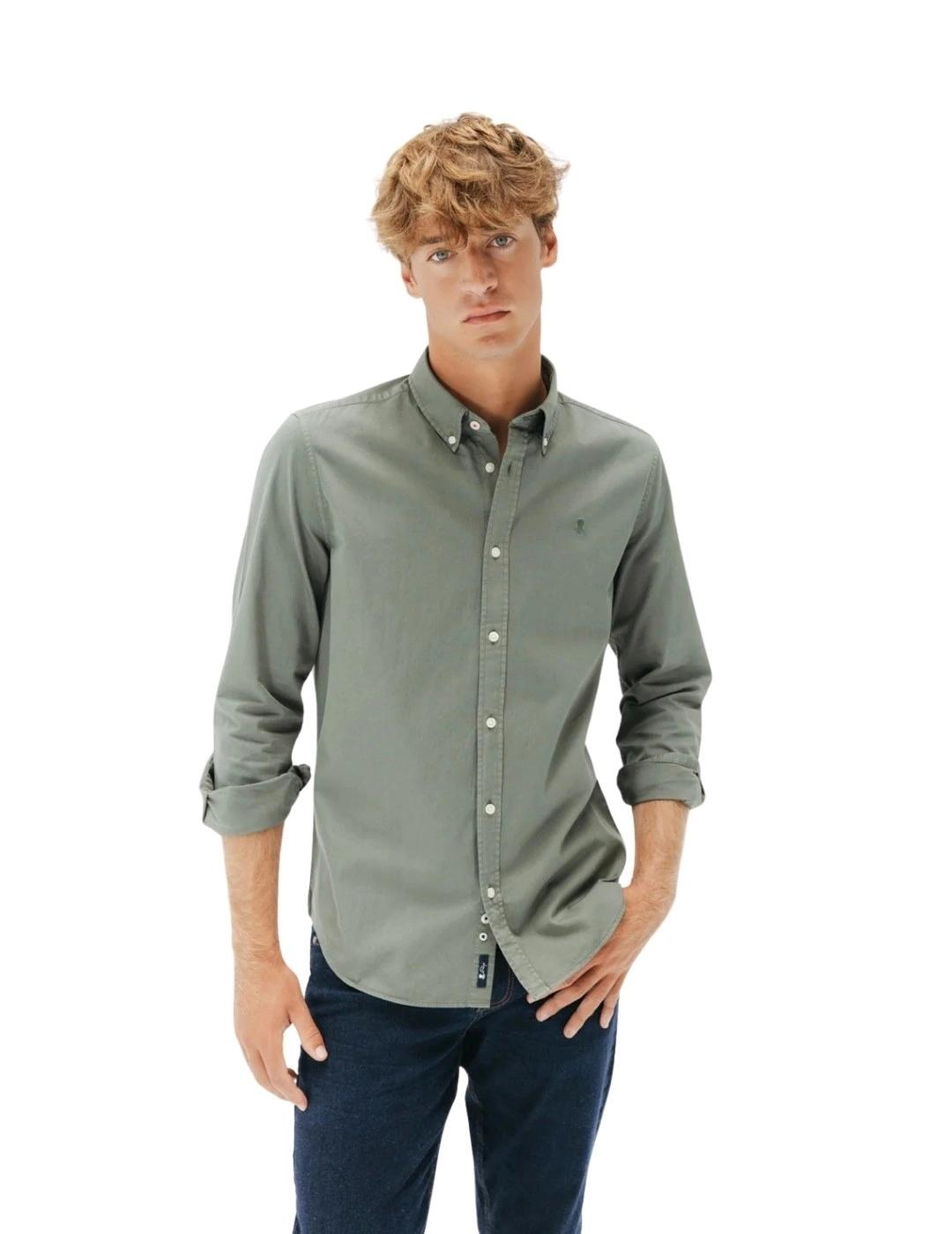 El Pulpo Camisa Casual Sarga Tintada Verde Khaki