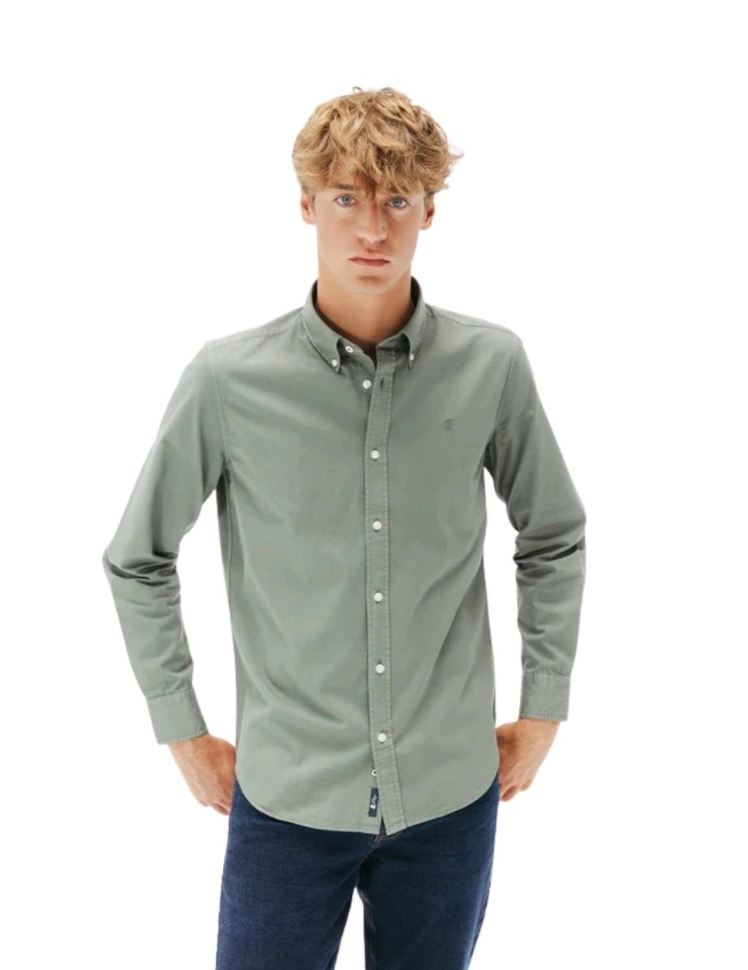 El Pulpo Camisa Casual Sarga Tintada Verde Khaki