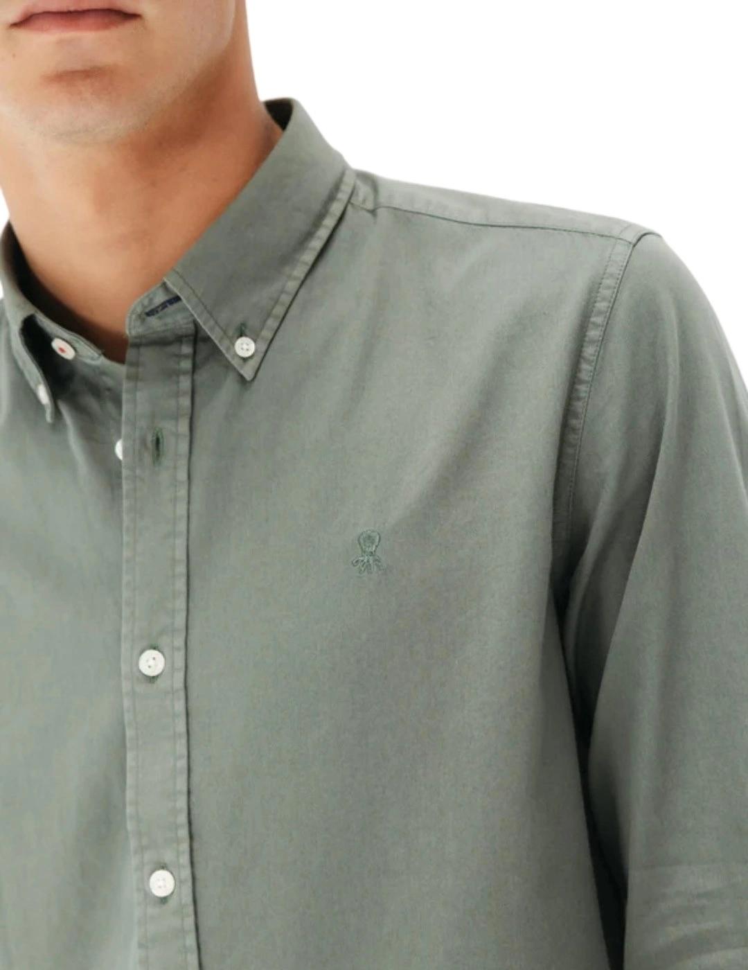 El Pulpo Camisa Casual Sarga Tintada Verde Khaki