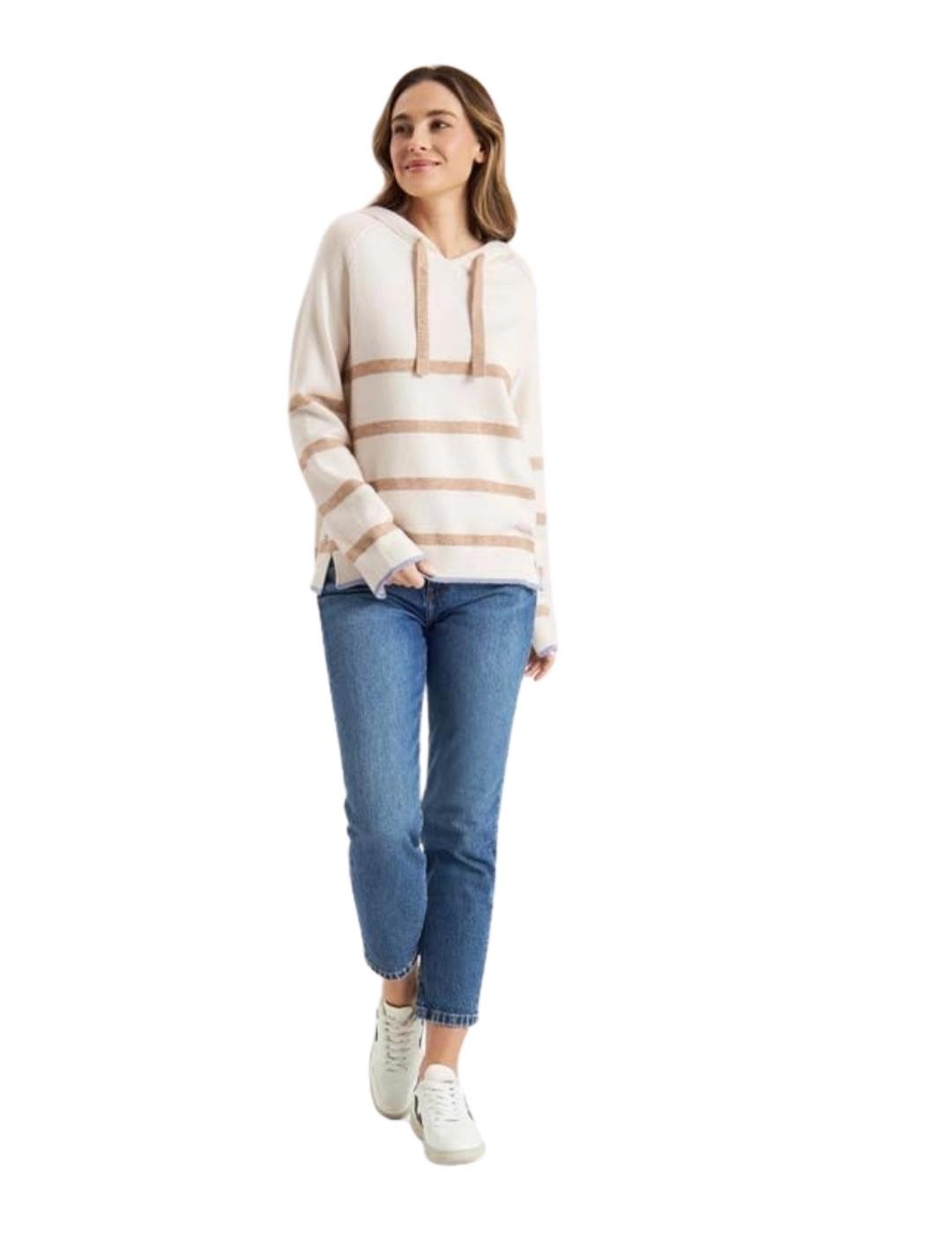 Frieda Sudadera de punto Desert Beige rayas