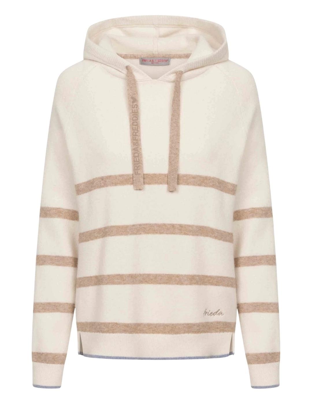 Frieda Sudadera de punto Desert Beige rayas