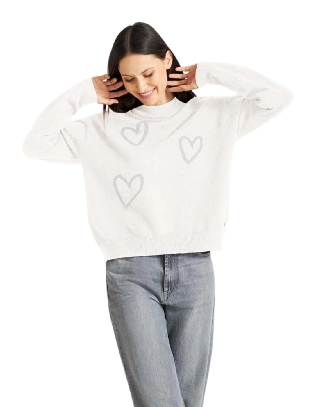 Frieda Jersey Blanco corazones